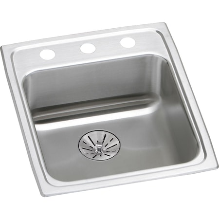 Elkay Classic Stainless Steel 17" x 20" x 6-1/2" OS4-Hole Single Bowl Drop-in ADA Sink with Perfect Drain LRAD172065PDOS4